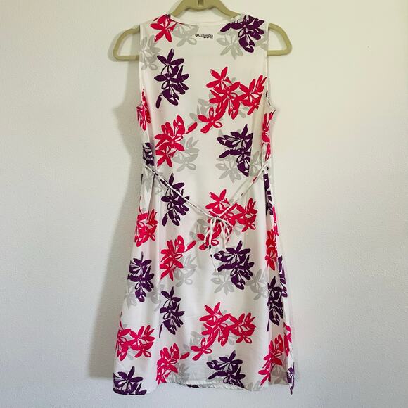 🍒 Columbia PFG Floral Sundress Tie-Waist V-Neck Cotton Feminine Outdoors Small - Picture 2 of 9